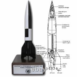 Aggregat 4/ V-2 Rocket Model Black & White + Solid Steel on Wooden Base (V2)