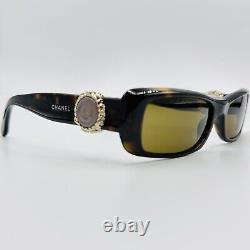 CHANEL Sunglasses Ladies Angular Braun Narrow Model 3204 Bouton Cc Logo New