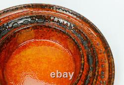 Carstens mid century ceramic BOWL bright orange black fat lava model 0510-30