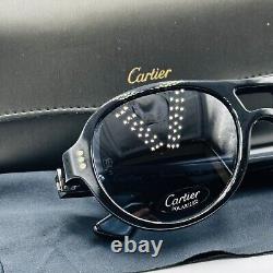 Cartier Sunglasses Ladies Men's round Black Logo Model Sidney T8200821 New