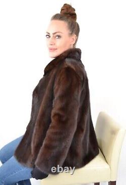 Us4397 Trendy Real Saga Mink Fur Jacket Ranch Mink Size L Nerzjacke Pelliccia